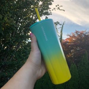Starbucks Yellow/Teal Cold Cup 24 oz